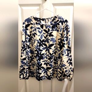 Shein Curve Floral Print Women's Top - Blue and White